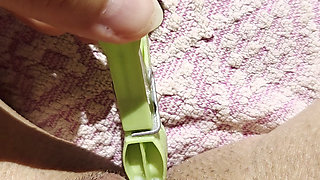I slide the tweezers and another object into my dirty pussy
