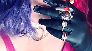 Your Sweetheart Tina Snua Smoking A Cork 100 Cigarette Wearing A Leather Dress & Gloves With Rings - Smoke