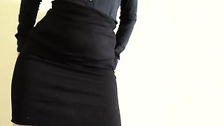 Secretary No Panties Skirt Teasing Fingering Pussy Close Up