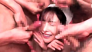 Bukkake dream comes true for cum obsessed Japanese slut