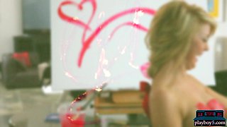 Big tits teen babes strip for Playboy