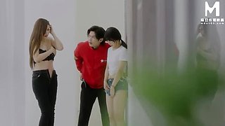 Asian CEO Bossy President Fucks Big Tits Secretary for Pussy Joy - Threesome Blowjob Doggystyle