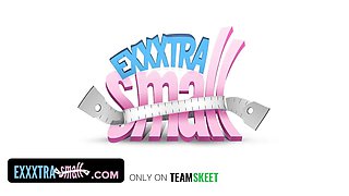 Attractive small female gets caught and fucked by a enormous stud