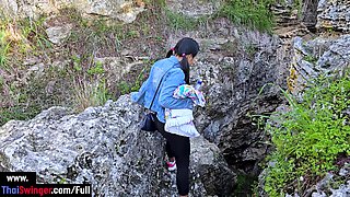 Public sex in a cave with Thai MILF slut