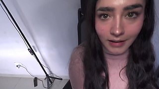 Delicious hottie catches her stepdad watching porn and anal rides his dong
