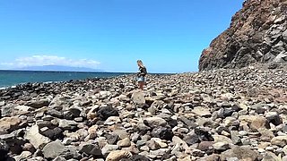 Blonde and Brunette Threesome Fuck on Nudist Beach - Wiss Chris