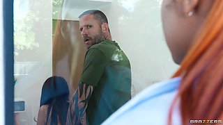 Sneaky Package For Delivery Woman With Scott Nails, Yumi Sin, Destiny Mira - Brazzers