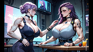 Cyberpunk police officer women undress (Ai animation)