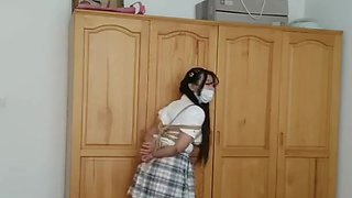 Self Bondage Schoolgirl