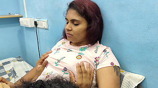 Boobs press with pussy lick romance in skirt