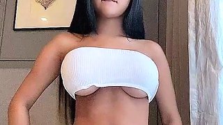 Horny busty blonde babe with big boobs