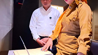 Fuck her Coworker after meeting report is done