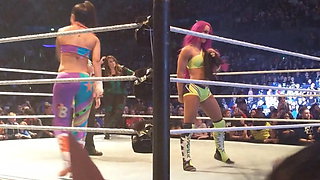 WWE - Bayley and Sasha Banks dancing badly in the ring