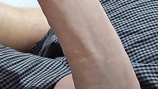 Step mom leg slap step step son big dick in erection