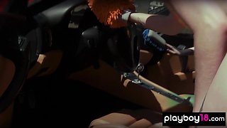 Naked MILF and teens waxing a Ferrari