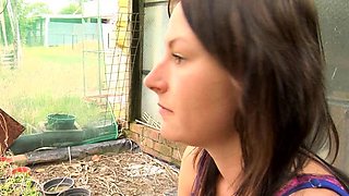 Small tit nubile in stockings masturbates