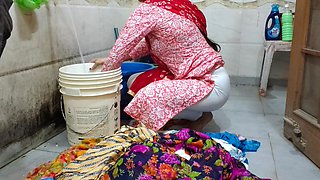 Bhabhi Fucked While Washing Clothes in the Bathroom Risky Outdoor