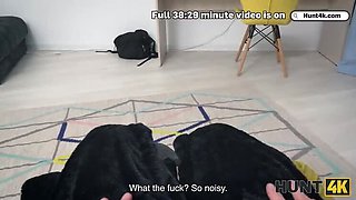 Hot Russian blonde Novella Night gets anal fucked by landlord in front of jealous GF - POV HD