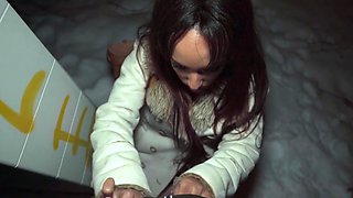 Brunette with a tight hole is going to take white dick