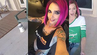 Goth punk tattoo babe Anna Bell Peaks with huge tits and pink hair