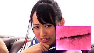 Blonde Japanese girl fingered and toy fucked