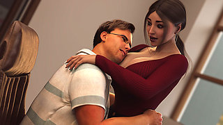 Sexy Married Teacher Having Threesome with Two Lucky Students - the Office