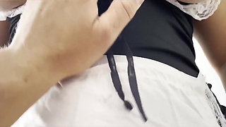 Maid Without Panties Receives Hot Creampie in Pussy