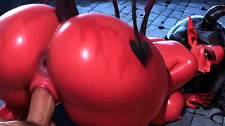 Sexy Red Demon Girl Rides and Sucks Huge Cock in 3D