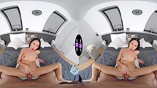 Brunette babe Alyssa flashes her naturals in POV passion