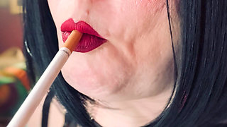 Filthy Cougar Tina Snua Dangles Her Cigarette For You - Smoking Nose Exhales SFW