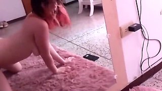 Amateur Blonde Stepsister Moans Loud in Mirror POV - Rough Sex & Cum Swallow