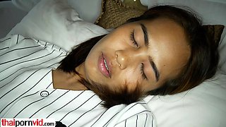 Cute Thai teenager masturbating and shagging