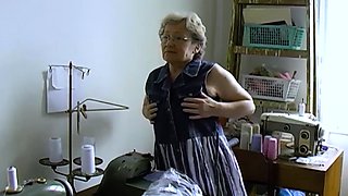 OmaHoteL Amateur Grandma Playing Striptease All Alone and Ho