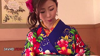 Japanese COUGAR Gives Magnificent Blowage While Dressed in Kimono On Web cam Display