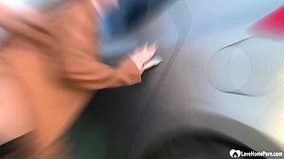 Picked up babe gets fucked by the car