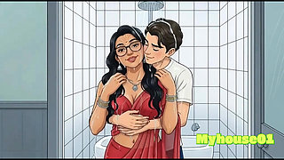 Sex with emotional stepsister on the floor of bathroom