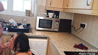 Washing Up Gets Dirty: Cheyenne Rose Blowjob and Fingering in Kitchen