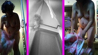 Ugly mother Yoriko, 73 years old, undressing, 3 screen voyeu