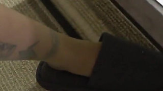 Footjob Edging and Tease and Denial, Male Subordinate's Dick Is Played with by His Admired Female Boss's Feet, Legs, and Thighs