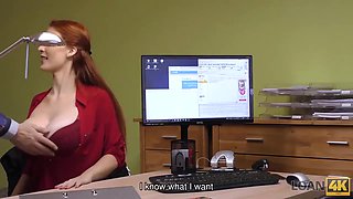 Agent Screws Busty Redhead Because She Really Needs Money - Isabella Lui