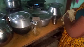 Desi Husband Who Squeezes His Wife's Breasts While She Cooks