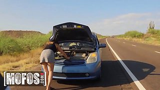 Mofos - Callie Jacobs displays her tits to the stranger that helped her, then takes things one step farther