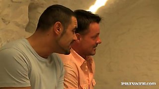 Miky Gold Gives Two Studs a Handjob and Blowjob before Getting a DP - Private Porn Sex Videos