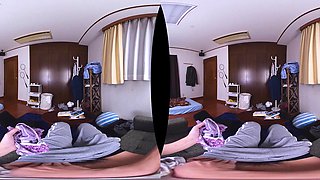 Asian teen shows her white panties in VR