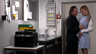 Caught by the Boss - as Punishment She Has to Blow Hard