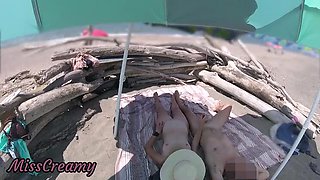 Exhibitionist Wife Gives Risky Handjob on Nudist Beach - Amateur MILF & Big Cock Public Cumshot