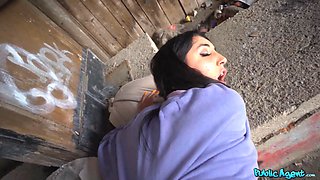 Nice italian pulls white panty to one side for my Big Dick - public agent