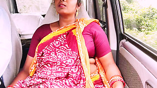 Telugu Step Mom Car Sex Long Drive for Sex with Step Son, Telugu Dirty Talks.