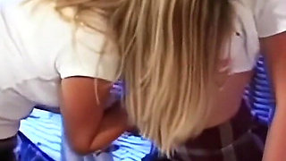 Wet Lesbian Love for Two Young American Blondes