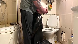 Cought Handcuffed And Punished On A Toilet Bowl